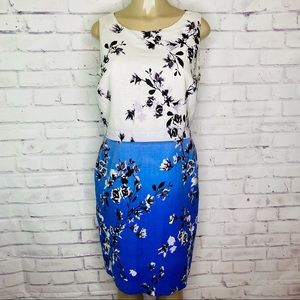 Ivanka Trump Blue White Floral Popover Dress